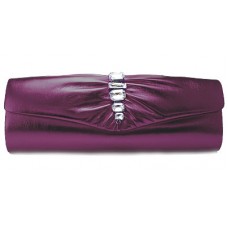 Evening Bag - 12 PCS - PU Leather w/ Acrylic Beaded Accent - Purple - BG-90232PUR